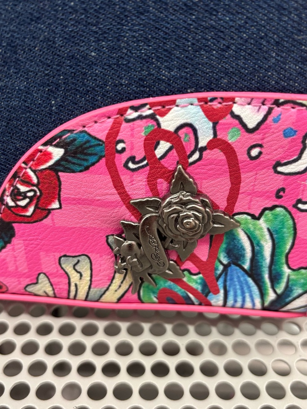 Ed Hardy Tote denim & pink NWT - Picture 7 of 11